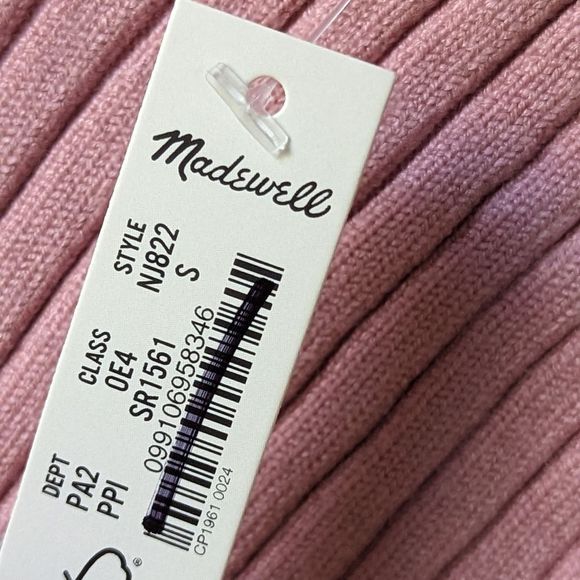 Madewell NWT V-neck Cropped Ribbed Sweater Tank sz S in Powder Pink - Picture 11 of 11